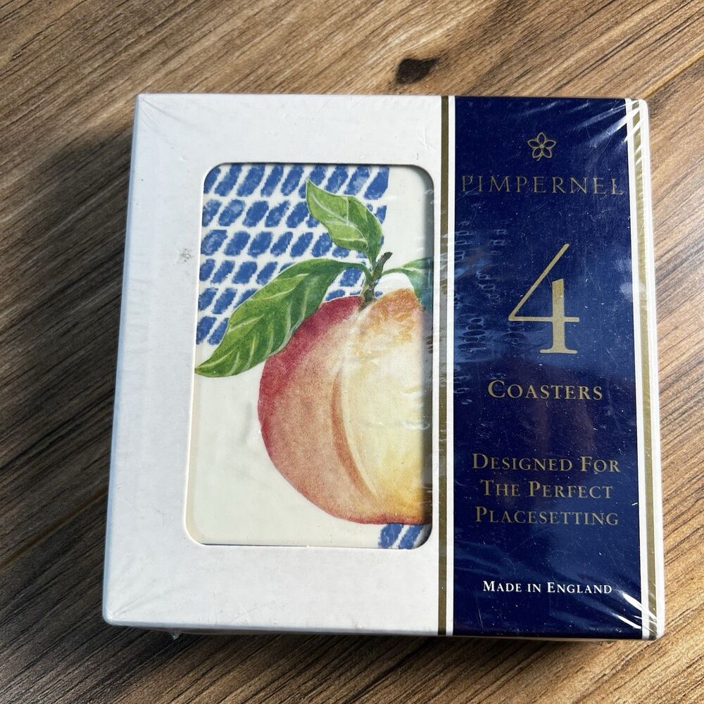 Vintage Pimpernel Coasters Set of 4 Peach Motif Made in England Sealed New